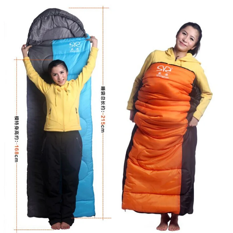 Уличный портативный конверт, дорожный походный хлопковый спальный мешок с отверстиями для 1 человека, комбинированный двойной теплый водонепроницаемый для взрослых