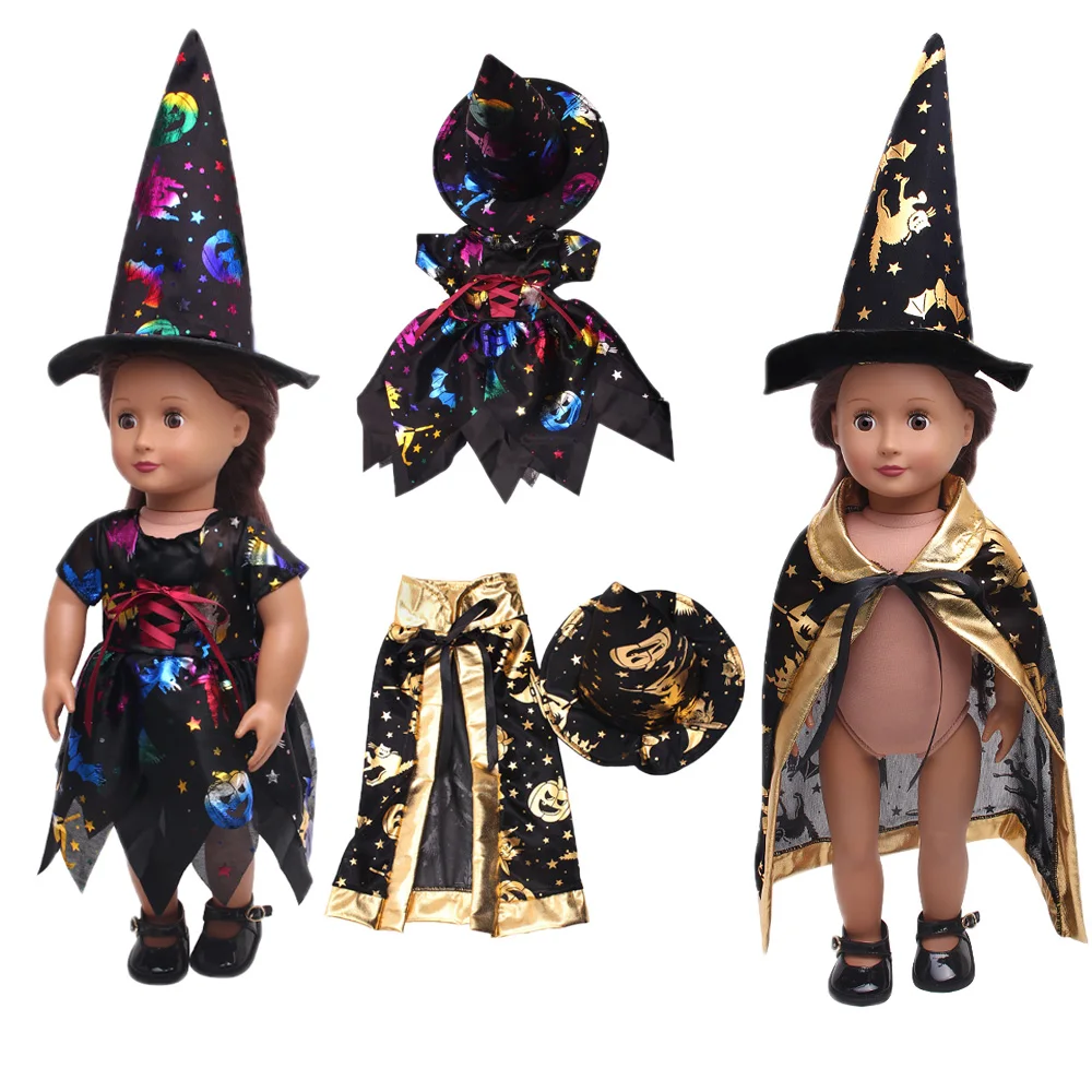 

Cute And Cool Halloween Witch Costume For 43Cm Baby 16-18 Inch Doll Accessories For Children's Birthday Gifts