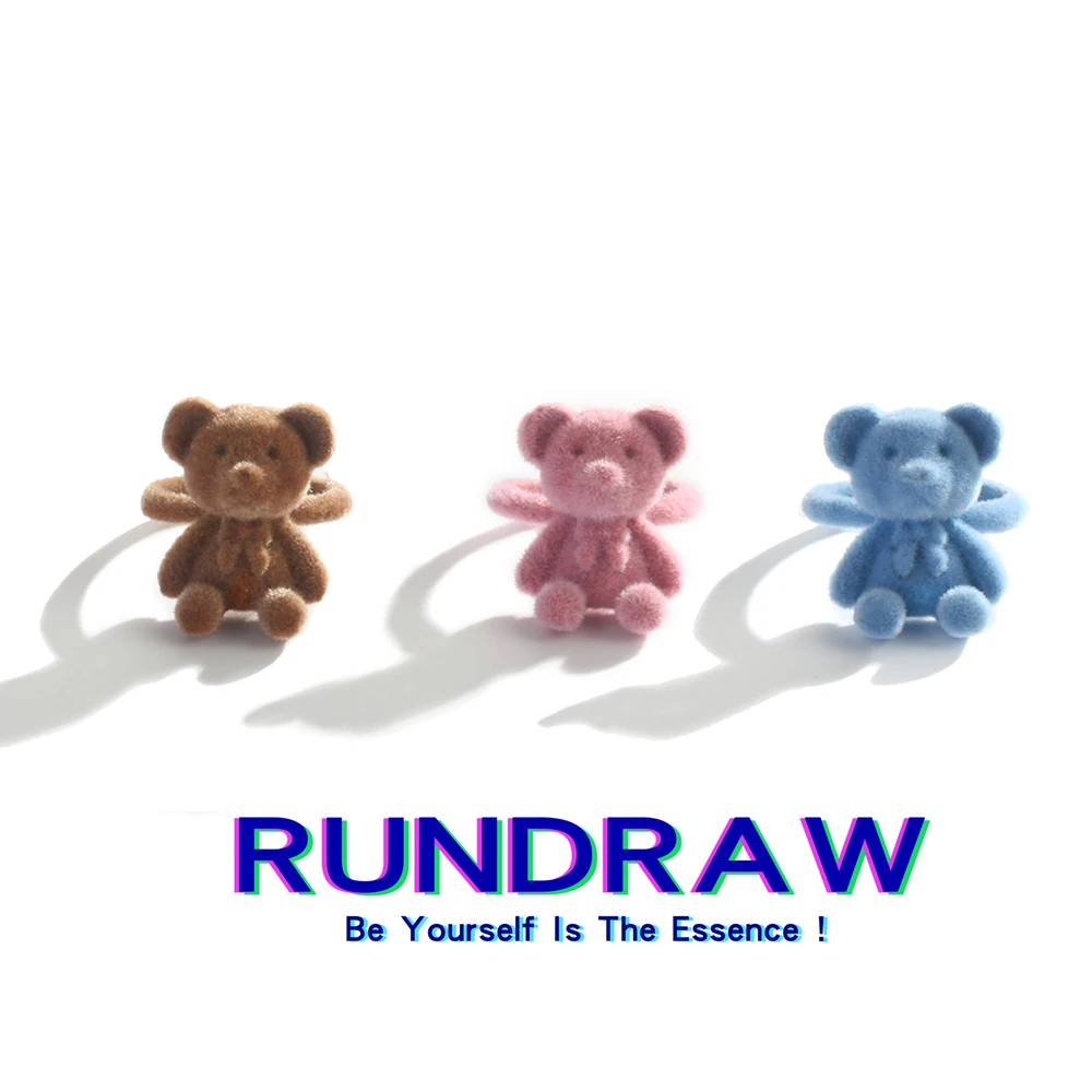 

RUNDRAW Cute Fashion Women Cartoon Bear Opening Adjustable Ring For Hip Hop Women Men Animal Party Jewelry Rings