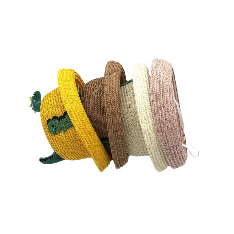 Детская мультяшная соломенная шляпа с динозавром летняя модная однотонная