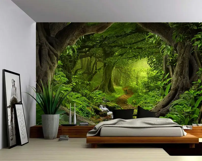 

Fantasy Enchanted Magical Forest - Large Wall Mural, Self-adhesive Vinyl Wallpaper, Peel & Stick fabric wall decal