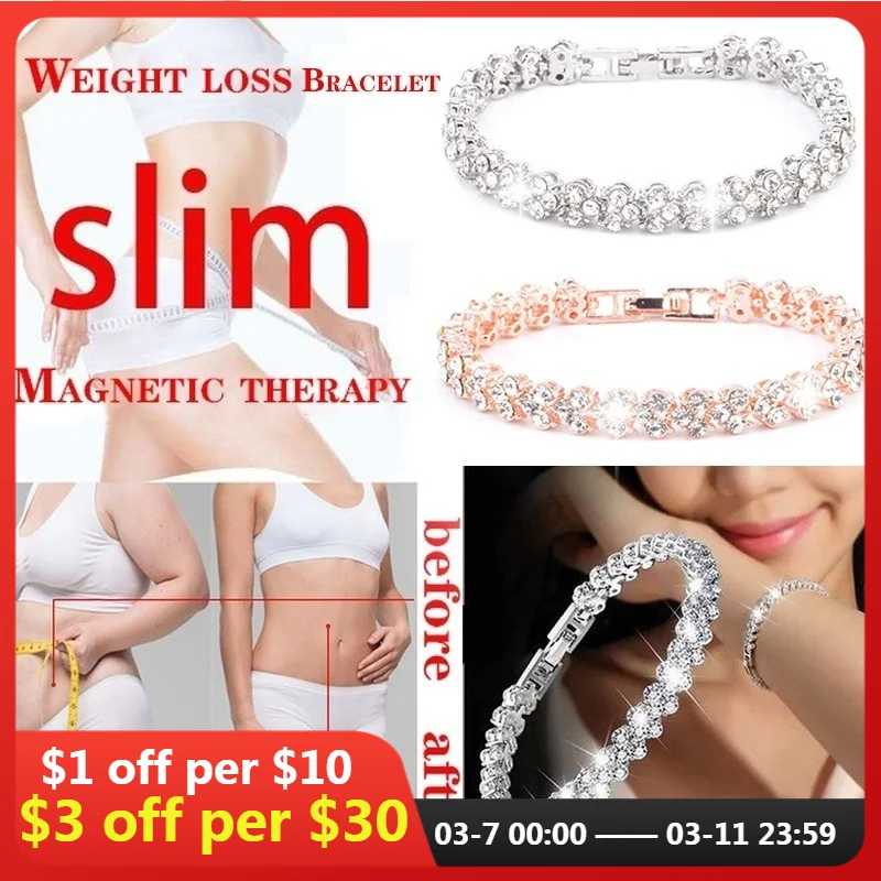 

New Fashion Women's Crystal Diamond Bracelet Gold and Silver Rose Gold Bracelet Weight Loss Magnetic Therapy Bracelet