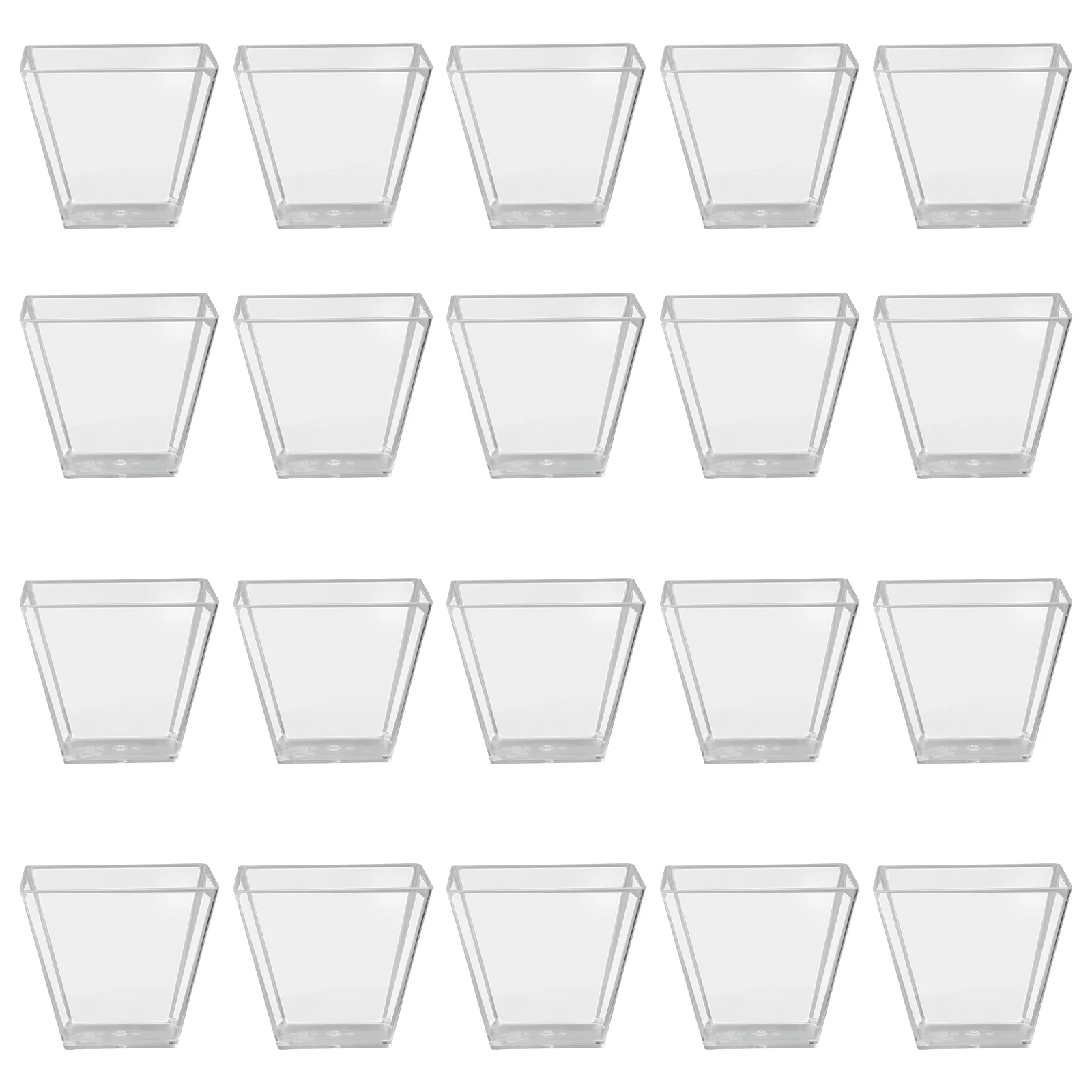 

100PCS 60ML Transparent Dessert Cups PS Hard Plastic Trapezoid Square Dessert Cup Food Grade Plastic Portion Cups Disposable