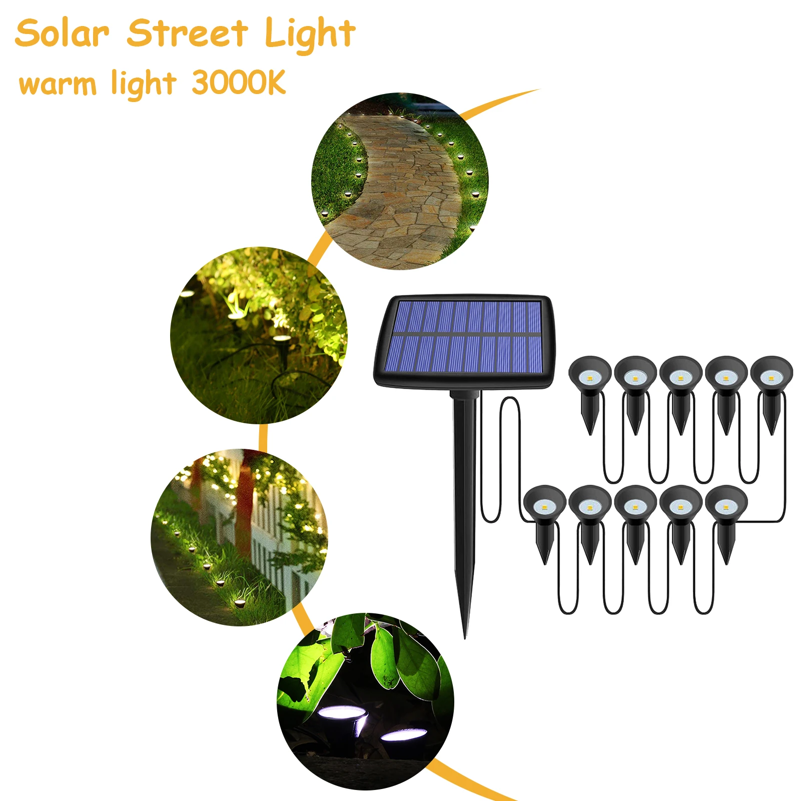 

Солнечный садовый прожектор 10 в 1, уличный водонепроницаемый ландшафт для дорожек с питанием от солнечной энергии, семейное украшение для дерева, внутреннего дворика, подъездной дорожки