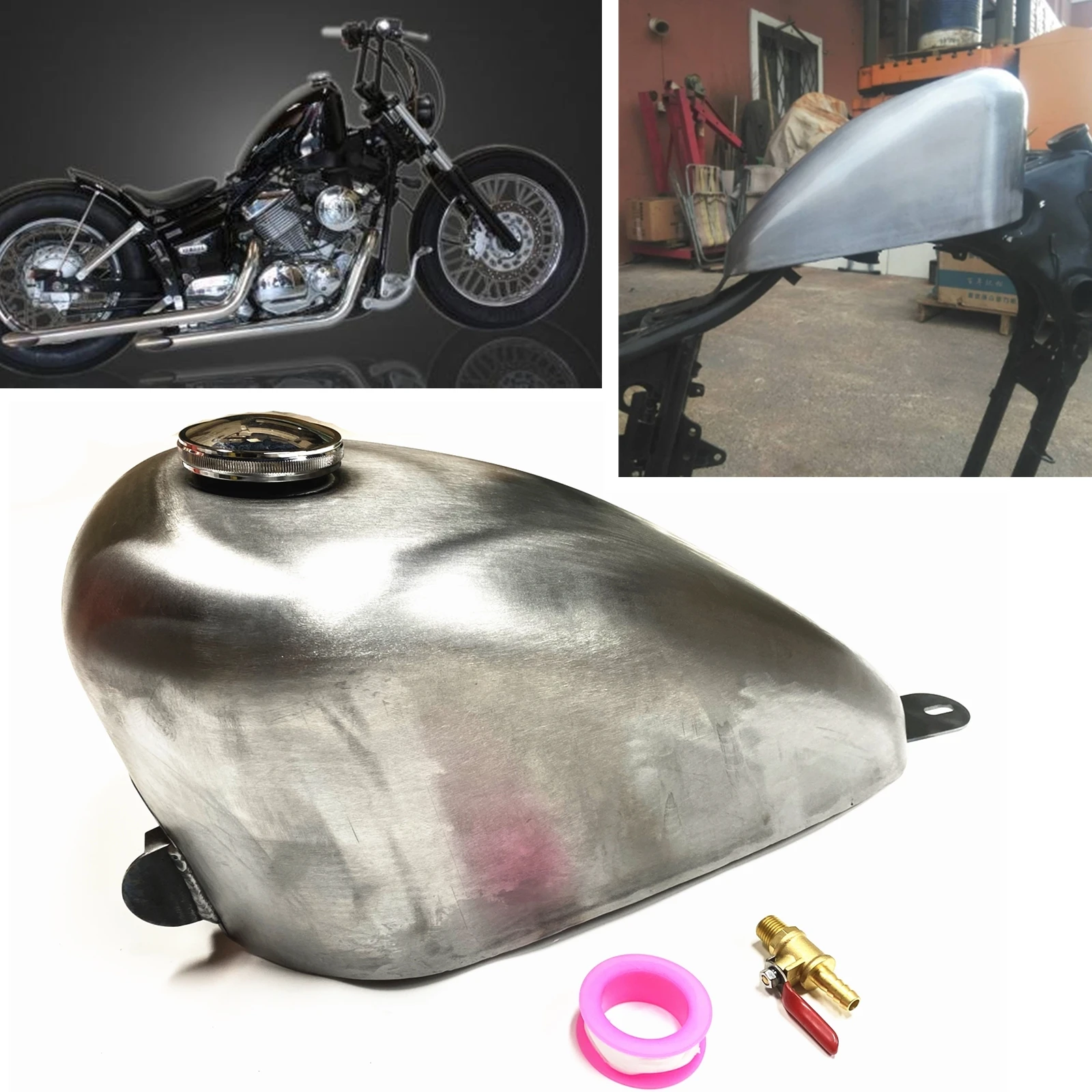 7L Petrol Gas Fuel Tank For YAMAHA Virago XV250 With Cap Handmade Modified Motorcycle Motorbike Elding Oil Gasoline Fueling Can
