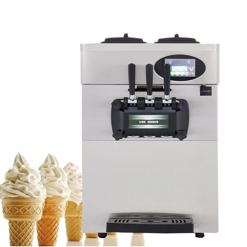 

High-end commercial Sweet Cones Ice Cream Machine Desktop Soft Ice Cream Machine Small 3 Flavor Sundae Ice Cream Machine