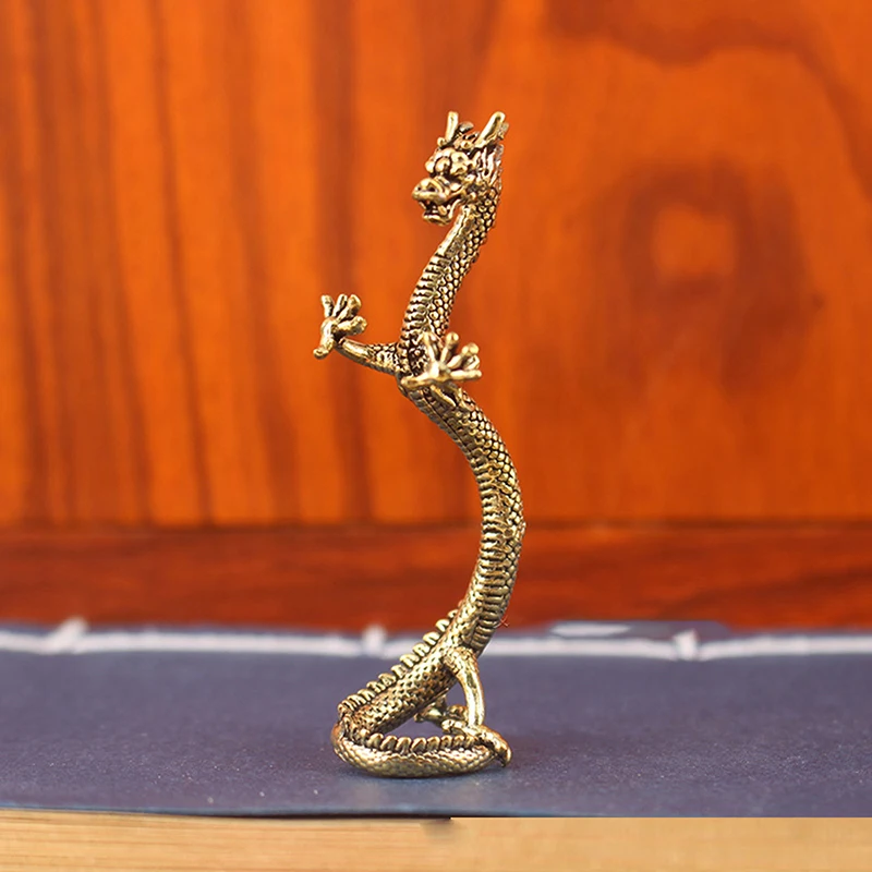 Чистая латунь длинные ремесленные украшения статуя зодиакального дракона