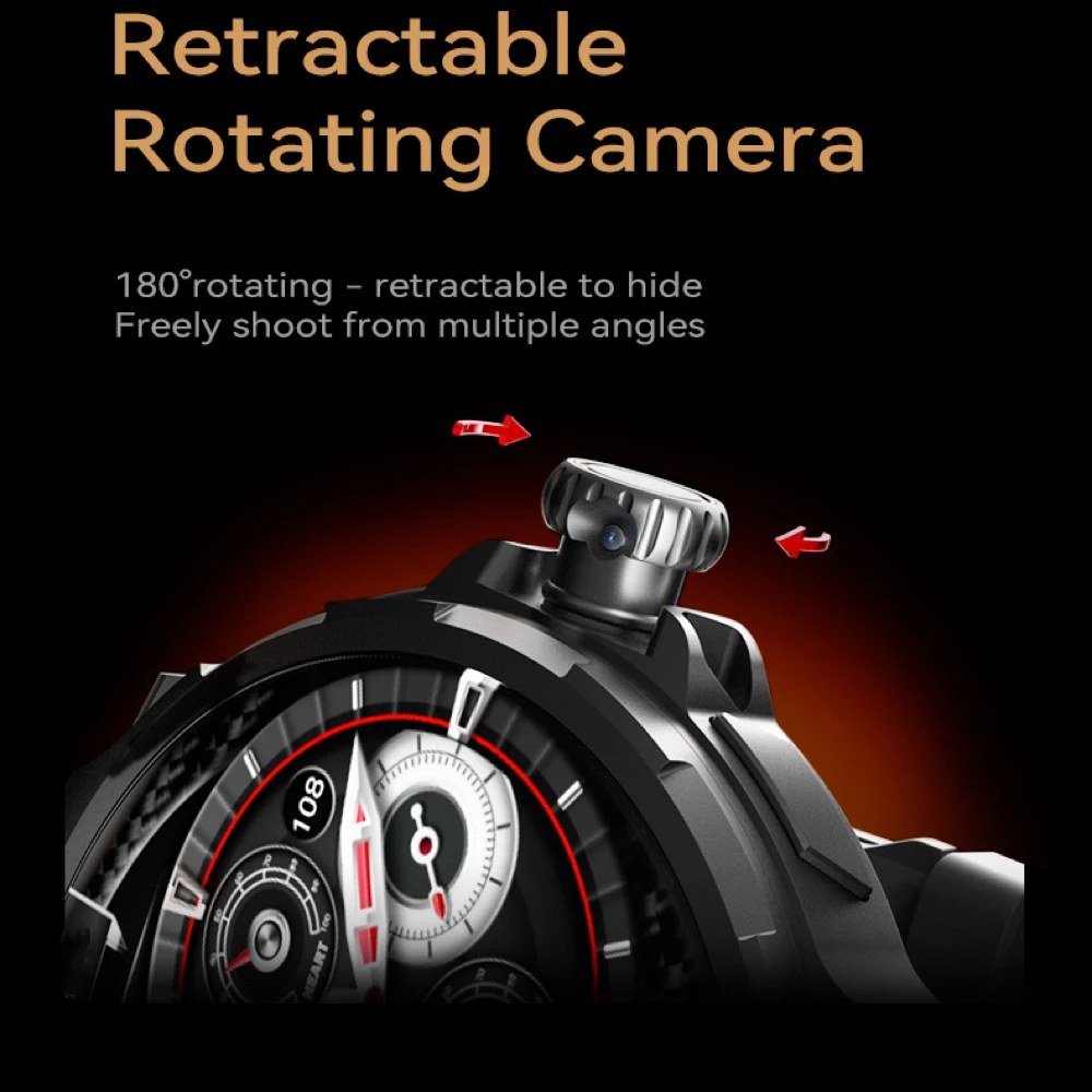 Смарт-часы с видеозвонком 4G масштабируемая вращающаяся камера пульсометр