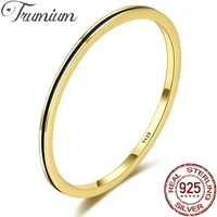 trumium 925 sterling silver 14k gold plated rings for women simple classic black decoration thin ring engagement party jewelry