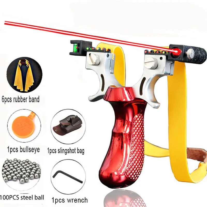 

New Laser Aiming Slingshot Professional Outdoor Hunting Accessories Resin Material Flat Rubber Band Slingshot Shooting Practice