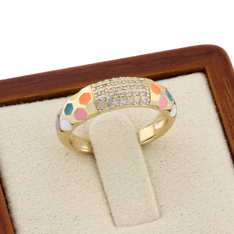 

New Trend 2023 Light Gold Color Finger Rings With White Cubic Zircon Adjustable Ring For Women Wedding Party Jewelry