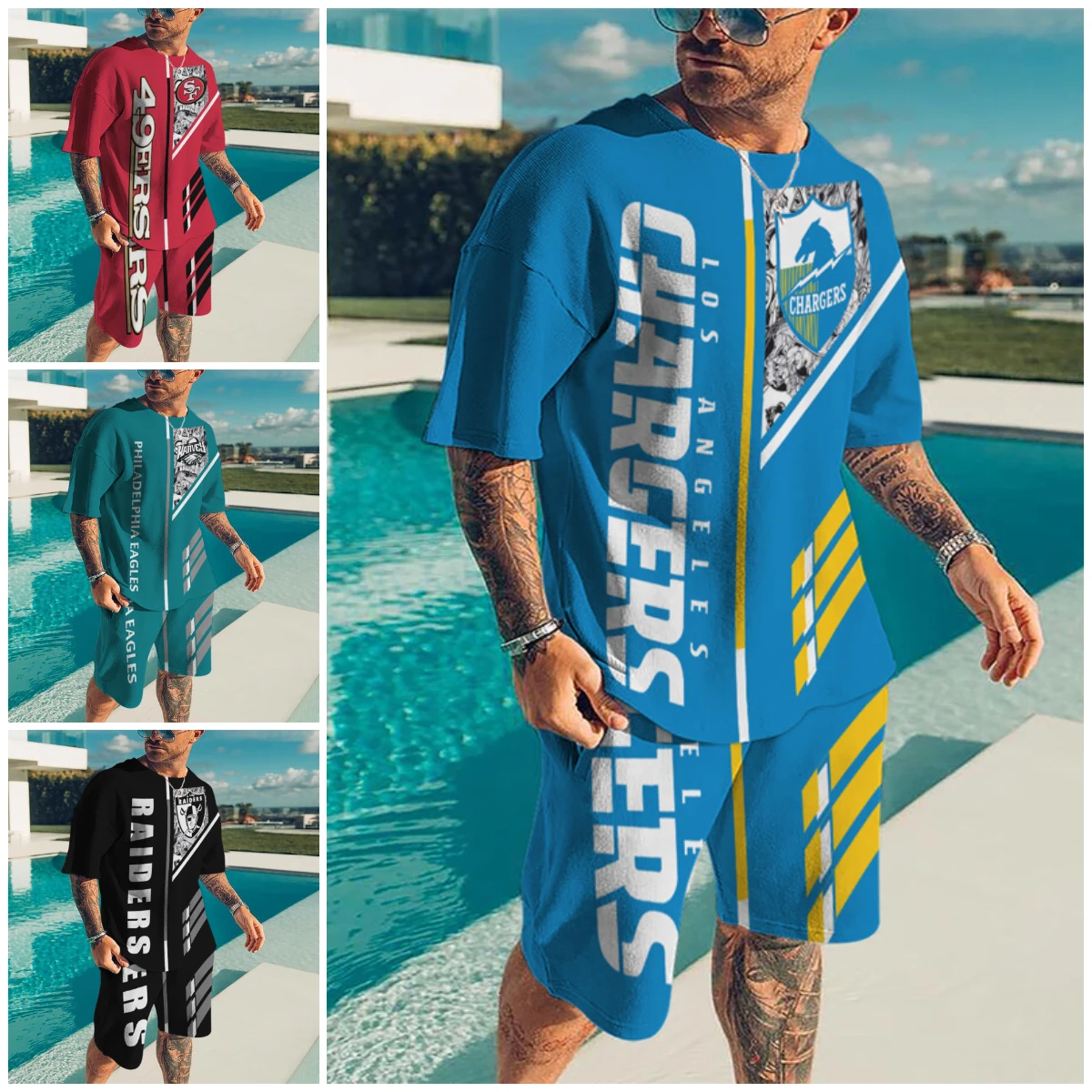 

2022 Men Tracksuit 2 Piece Set Summer Oversized T Shirt Sets O Neck 3D Printed Fashion Casual Shorts Harajuku Clothes Streetwear