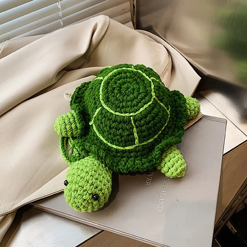 Милая зеленая кукла-черепаха сумка на плечо вязаная через повседневная женская