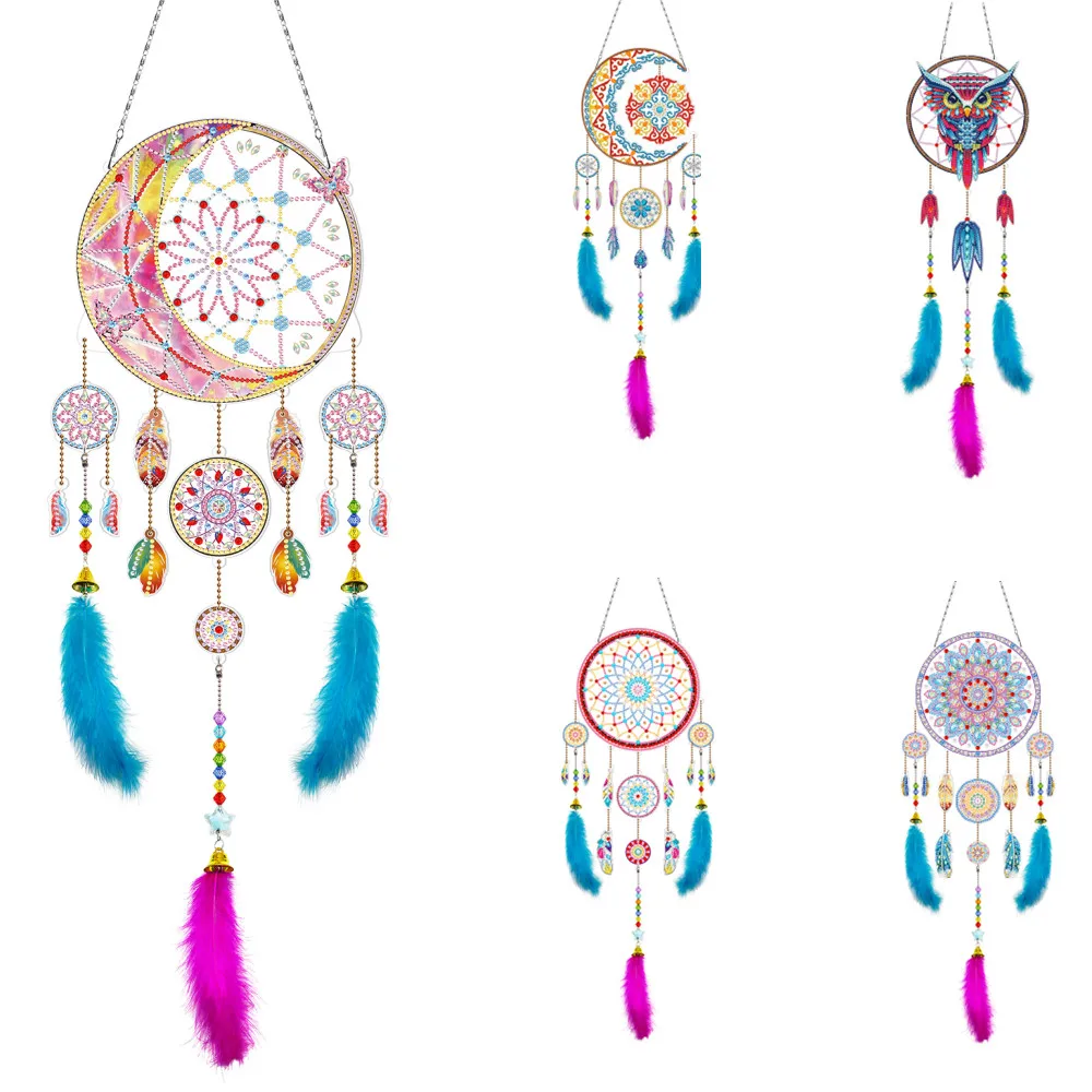 

Point drill diy diamond painting dream catcher ornaments full of diamonds 5d diamond painting crafts feather pendant