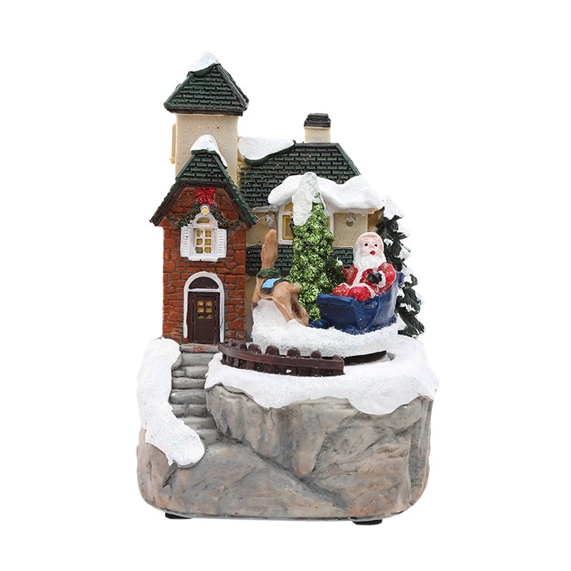 

1 PCS LED Light Christmas Snow House Village Luminous Ornament Crafts Home Xmas Decor B