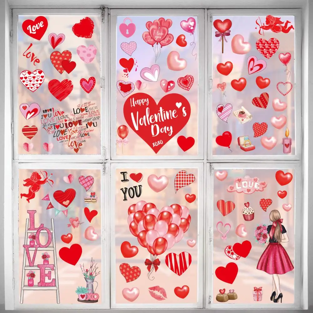 7-листые наклейки на стену ко Дню святого Валентина тематический узор любви