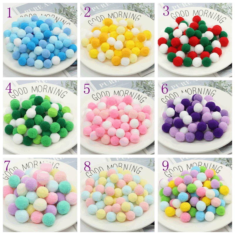 

Wholesale Pompoms 2000pcs 10/15/20/25/30mm Soft pompom Fluffy Plush Craft DIY Pom pom Ball Fur Pom pom Home Decoration Supplies