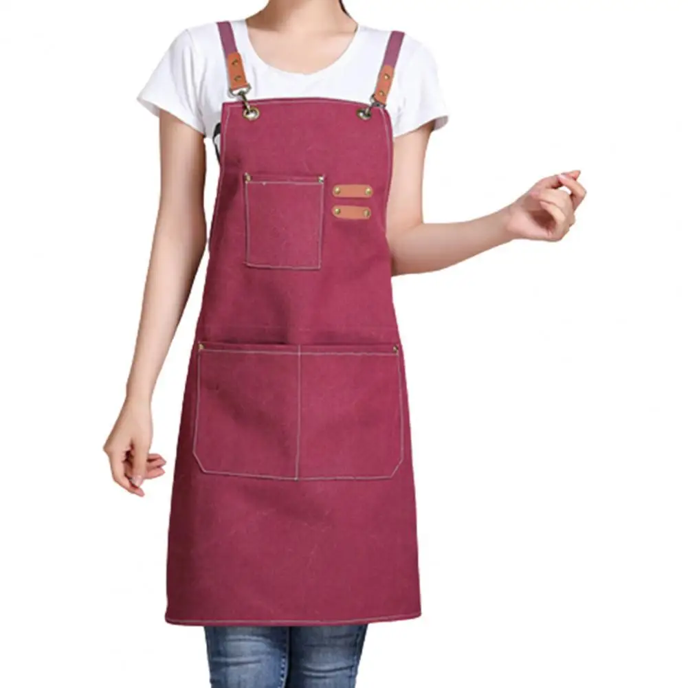 

Breathable Apron with Pocket Cotton Reinforced Stitching Cooking Bib for Home