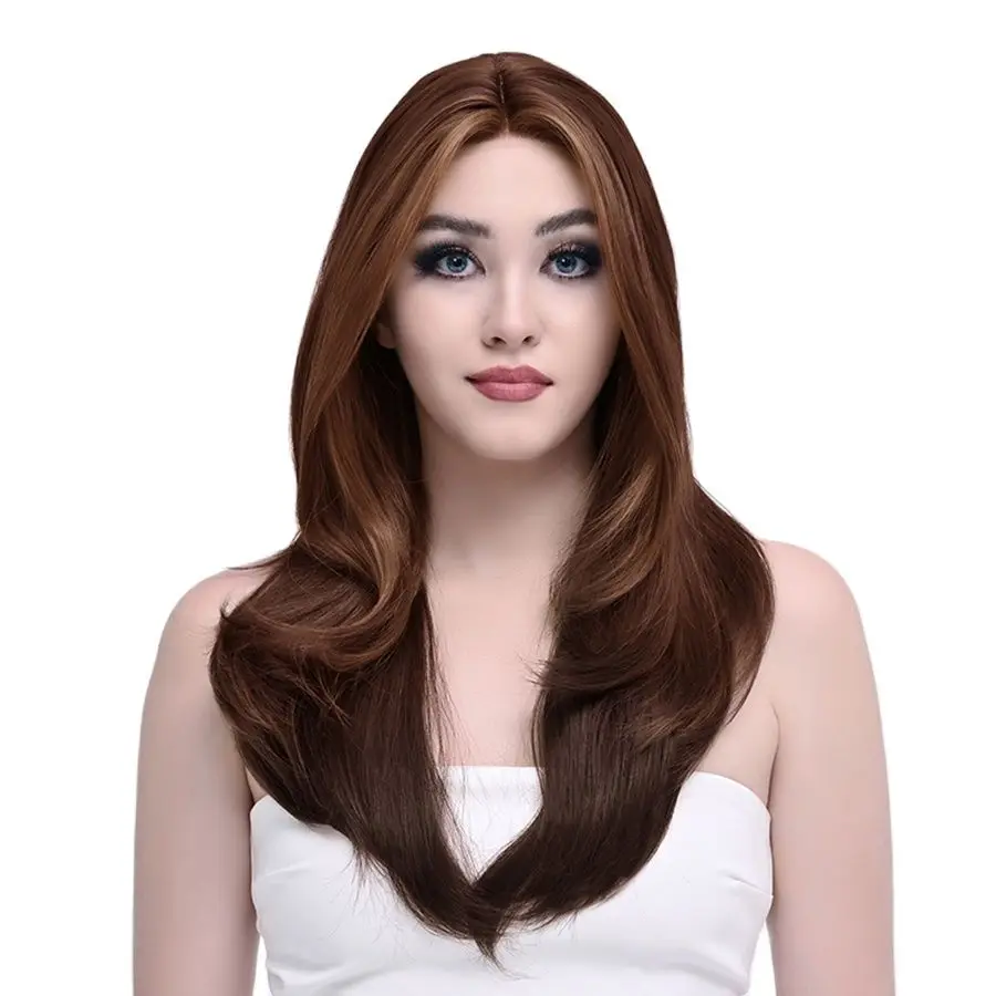 

Imstyle Brown Wig Synthetic Lace Front Wig T Part Lace Wig Natural Straight Hair Heat Resistant Fiber Daily Wigs For Women