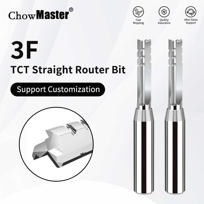 

Высокоскоростная фреза CHOWMASTER TCT с хвостовиком 1/2, 3 канавки, прямая твердосплавная фреза для фанеры, ДСП, МДФ