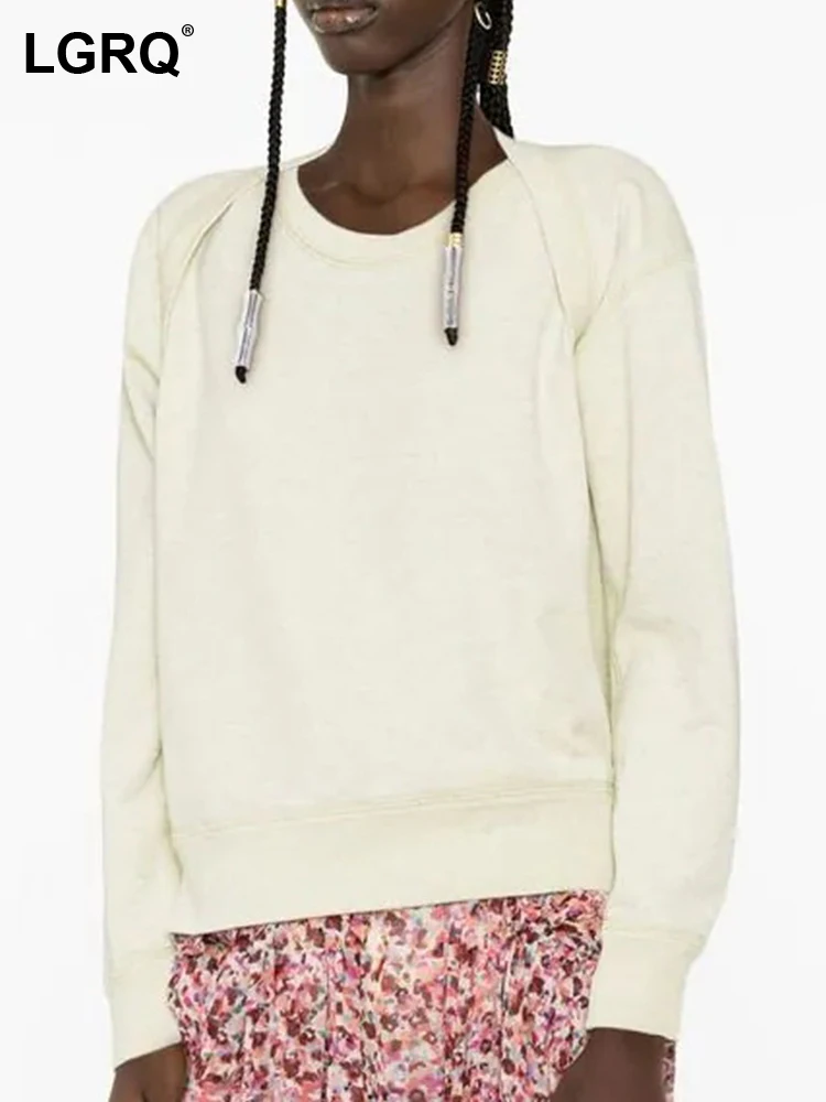 

Женский Длинный пуловер с рукавами LGRQ, Свободный Повседневный свитшот с разрезом, модель 19F1577 на осень, 2023