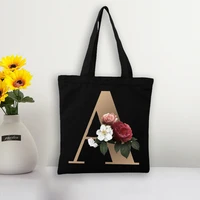 alphabet flower tote bags for women canvas 2022 new luxury handbag shopping printed bag fabric reusable shoulder bag beach bolsa