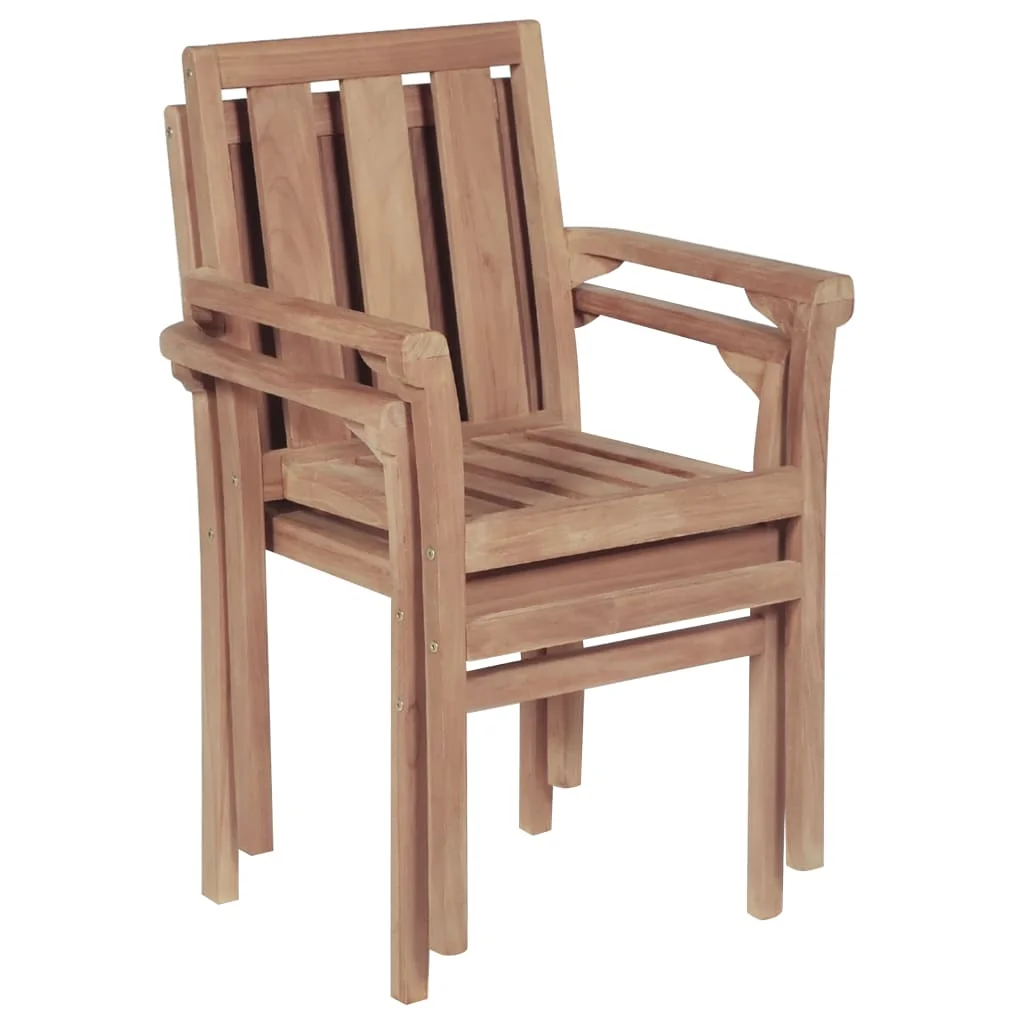 

Outdoor Patio Stackable Garden Chairs Deck Porch Outside Furniture Set Balcony Lounge 2 pcs Solid Teak Wood