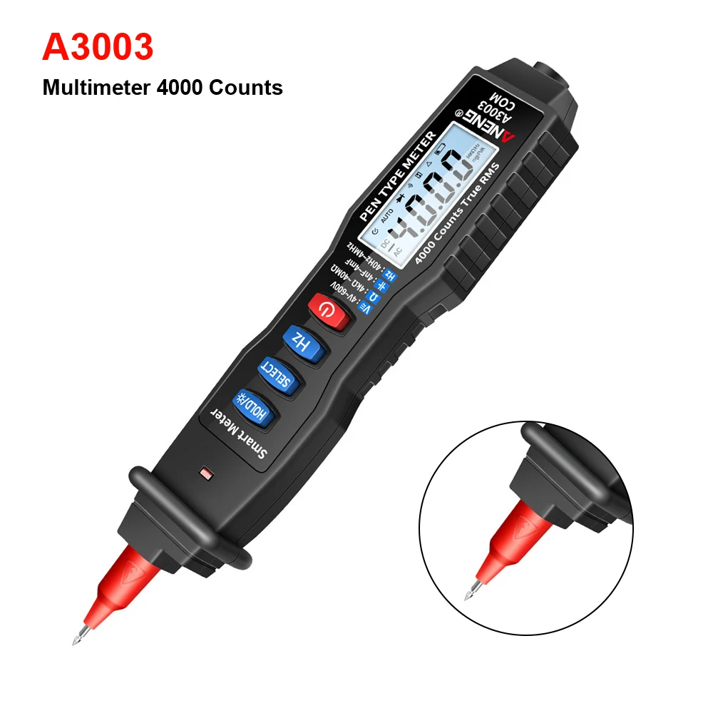 

Smart Voltage Tester A3003 Digital Pen Multimeter Professional 4000 Counts True RMS Meter Auto Range Resistance Capacitance