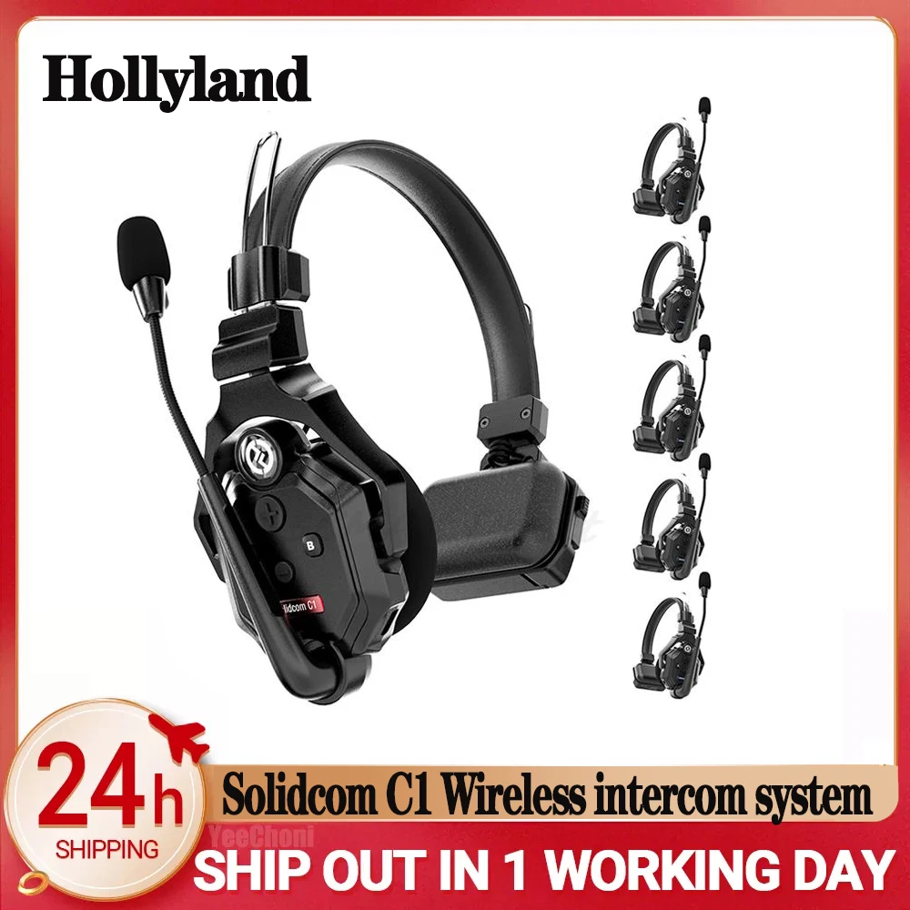 

Hollyland Solidcom C1 Wireless Intercom Communication Headset Remote Single Ear Headphone Microphone 1000ft Los Range pk BS-180