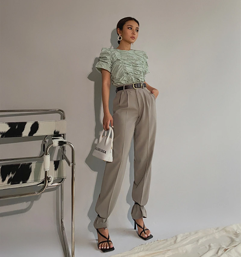 

Spring New Office Lady High Quality Elegant Casual Fashion Wide Leg Women Female Pants Hot Sales