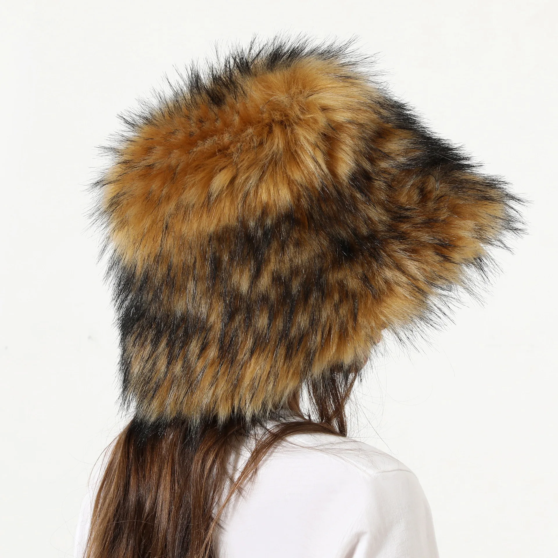 Панама с большими полями для женщин теплая шерстяная зимняя шапка имитацией меха