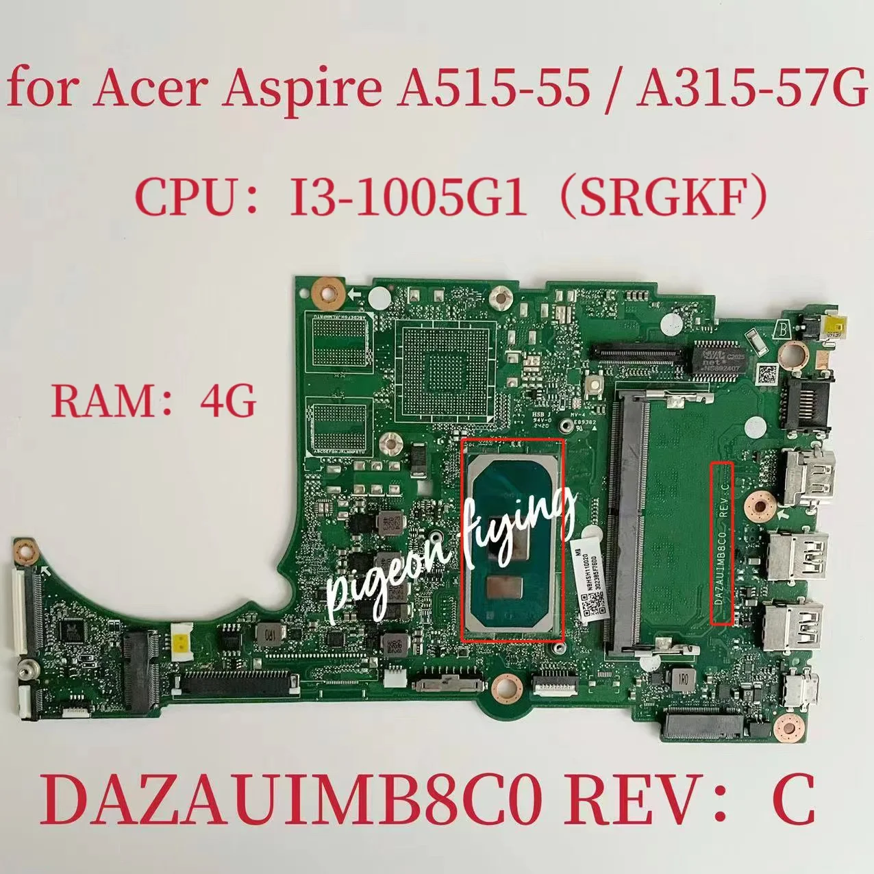 

Материнская плата DAZAUIMB8C0 для Acer Aspire A515-55 A315-57G, материнская плата для ноутбука, Процессор: Φ SRGKF DDR4 100%, тест ОК