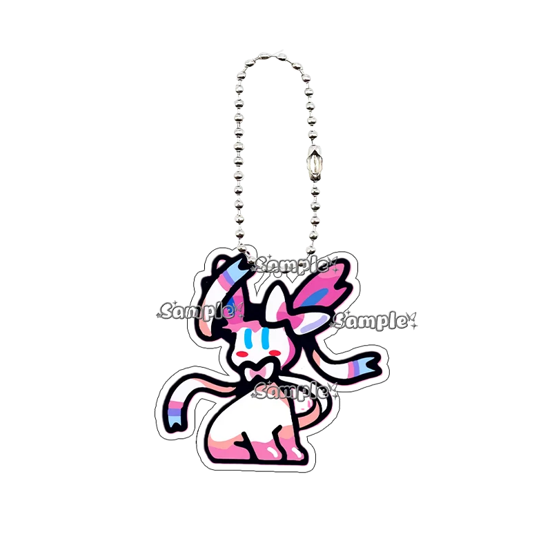 Фото Акриловый брелок с персонажами аниме Eevee, Umbreon, Sylveon, Jolteon, кавайные подвески для сумок, брелоки для ключей, украшения для автомобиля, подарки и игрушки для девочек №4