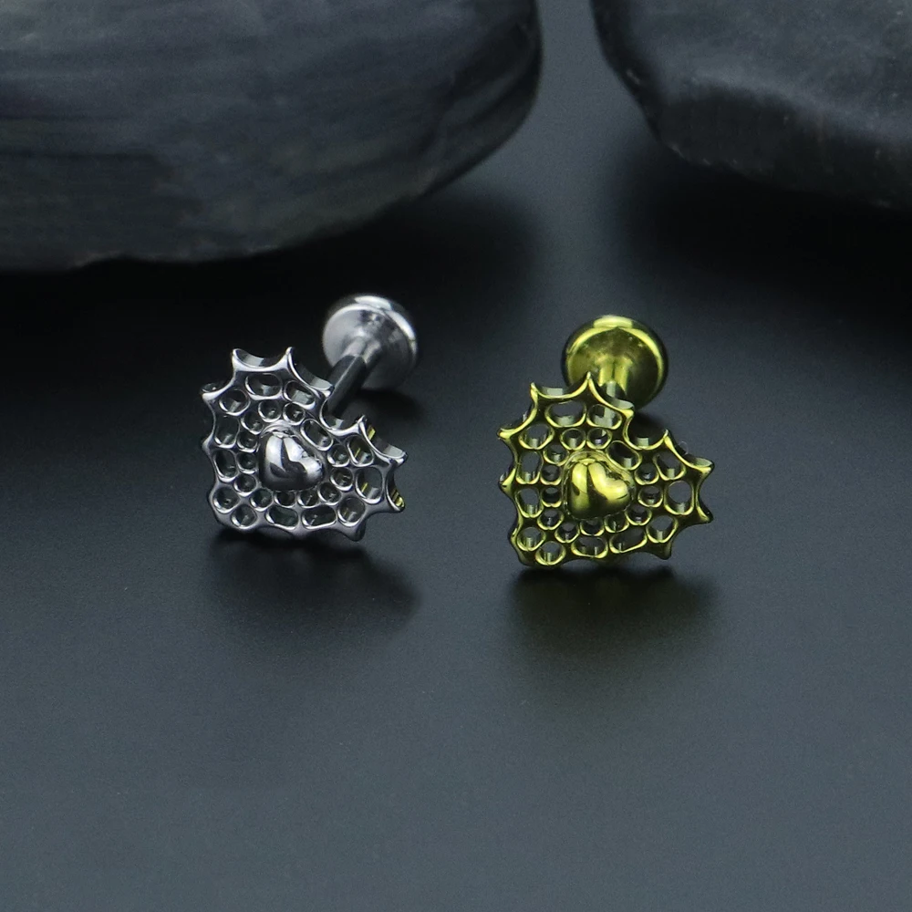 Серьги-гвоздики из титана F136 в форме сердца ювелирные украшения для пирсинга с