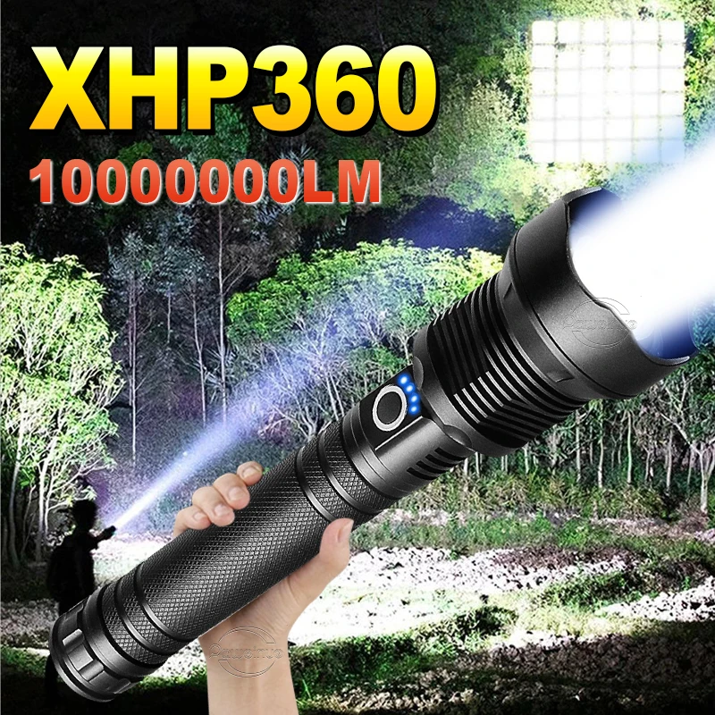 

Новинка, фонарик XHP360 светодиодный с USB-зарядкой, фонарики высокой мощности, тактический Водонепроницаемый фонарь Tocrh для кемпинга и работы на открытом воздухе