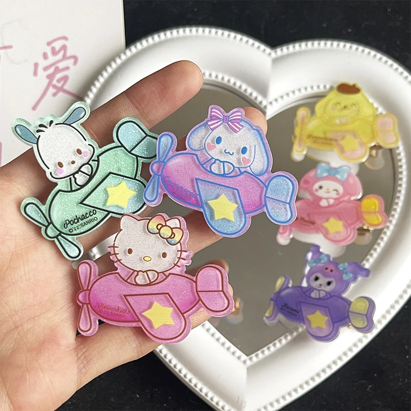 

Sanrio Hello Kittys Cinnamoroll почтовые плоские заколки Kawaii милые девушки челки зажим головной убор декоративные аксессуары игрушки подарки