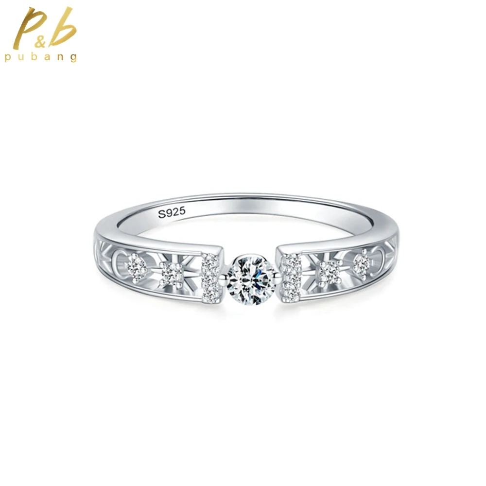 

PuBang Fine Jewelry Real 925 Sterling Silver High Carbon Diamond Simple Ring for Women Anniversary Engagement Gift Drop Shipping