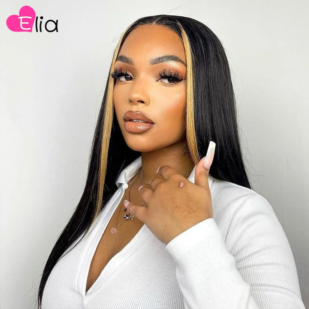 Великолепные светлые волосы Elia Hair парик на сетке спереди 13x4 бразильские прямые