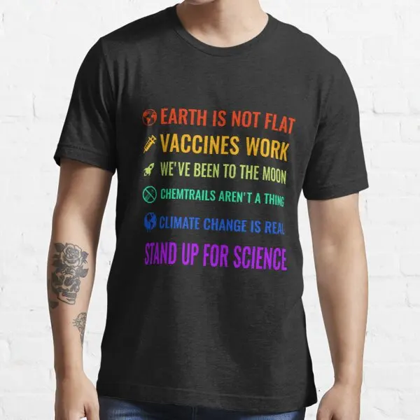 

Земля не плоская, вакцины работают, мы были в Луне, хемитропы-это не вещь, изменение климата реально, стоят за научной футболкой