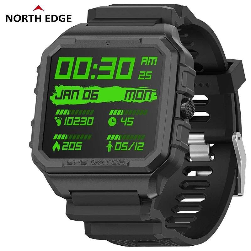 NORTH EDGE Men's Sports Smart Watch GPS GLONASS GALILEO Movement Track Compass Heart Rate SpO2 Stress Led Digital Watch For Men