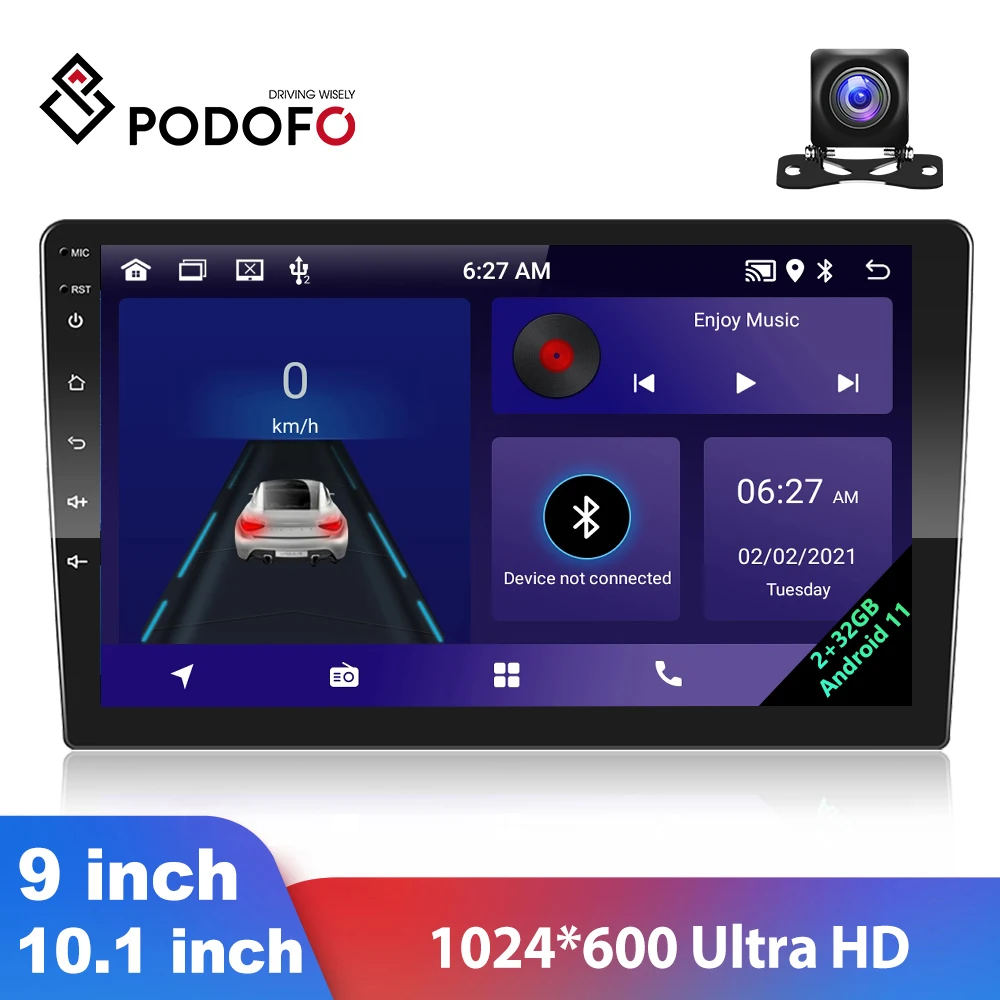 $58.84 Podofo Android 9.0 2 Din Car Radio Stereo Multimedia Player Universal Auto For Volkswagen/Nissan/Kia/Toyota/Bmw/Passat/Toyota/Vw