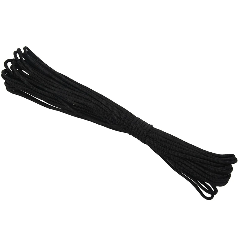2 парашютных веревки Paracord 550 7 жил для альпинизма кемпинга пряжка черная 50 футов