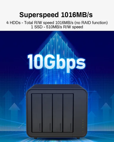 Корпус внешнего жесткого диска TERRAMASTER D4-320 — 4-байный USB 3.2 Gen2, 10 Гбит/с, Type-C, с возможностью горячей замены Plug and Play (без дисплея)