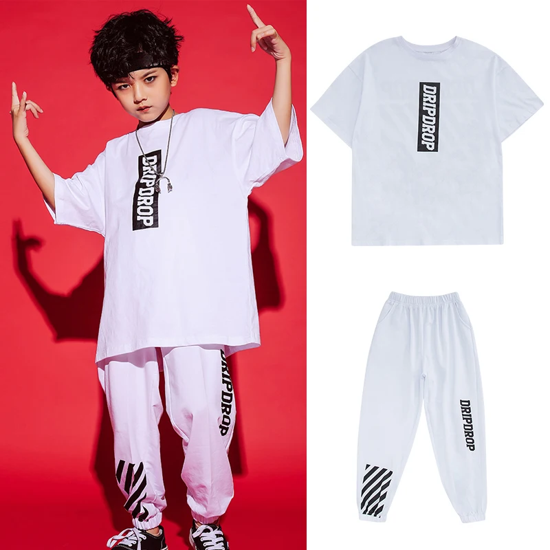 

New Jazz Modern Dance Costumes White Loose Kpop Clothing For Girls Boys Ballroom Hip Hop Dance Practice Rave Clothes DQS11856