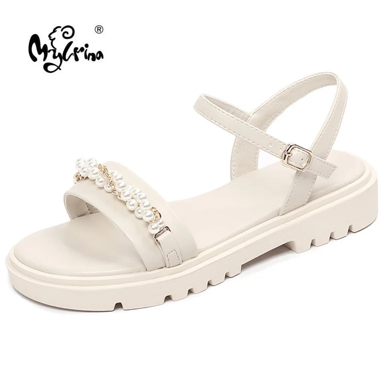 

MYLRINA Women Sandals Ladies Med Heels Elegant Summer Slippers Patent Leather Female Slides 2022 New Fashion Woman Sandals