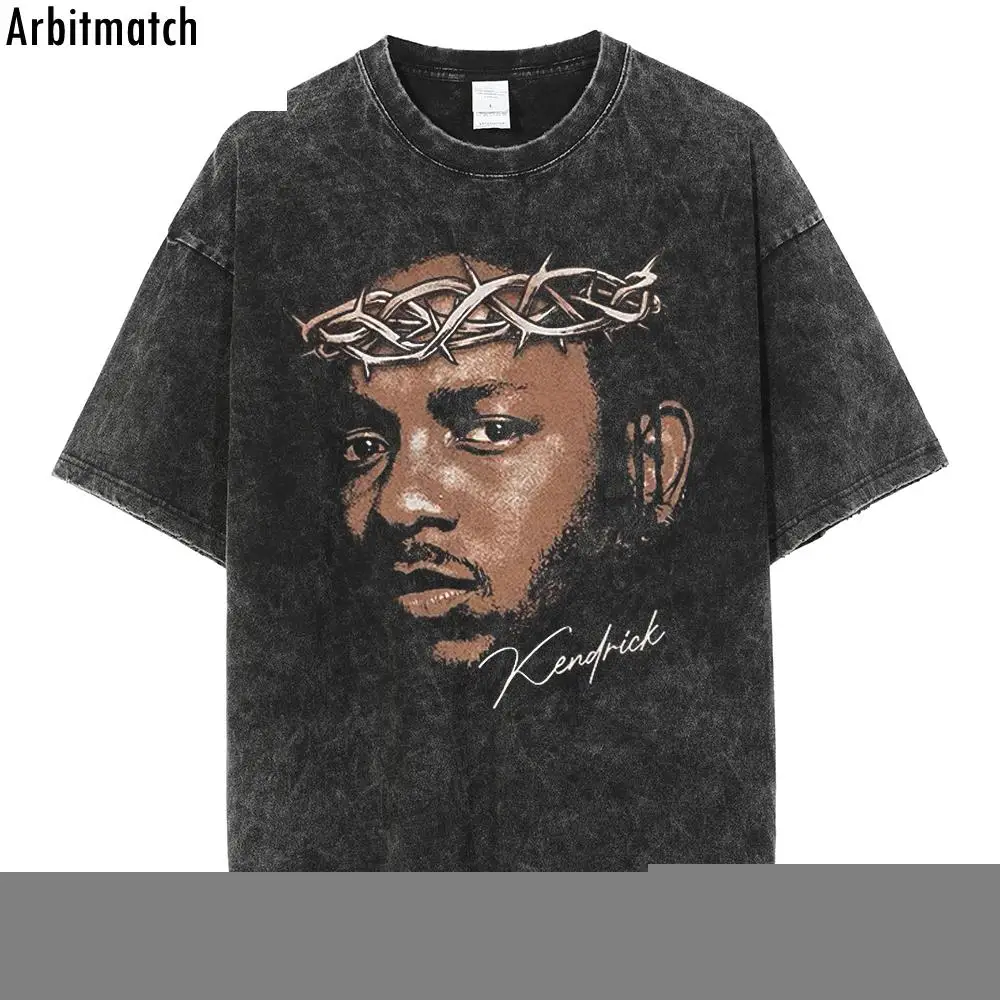 

Arbitm Hip-Hop Streetwear Retro Tshirt Men Oversize Rapper Graphic Portrait T Shirt Cotton Washed Short Sleeve Vintage Tshirt