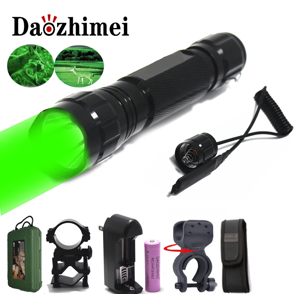 White/Green/Red/Blue/UV/ 501B XM-L T6 Q5 Light LED Tactical Flashlight Torch Pressure Switch Mount Hunting Rifle Gun Light Lamp