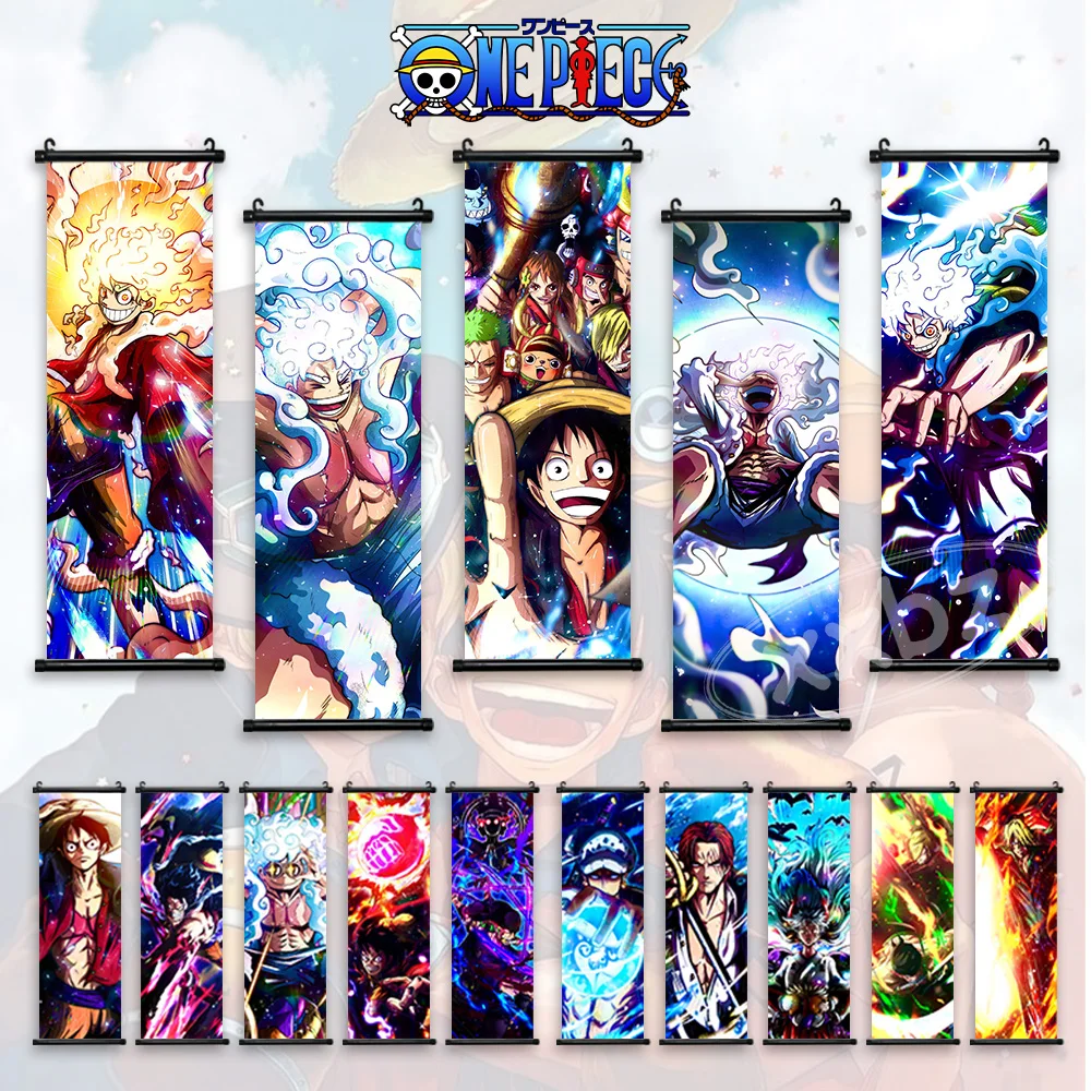 

One Piece Anime Scroll Pictures Shanks Home Decoration Cartoon Wall Art Interior Canvas Prints Zoro Painting Luffy Gear 5 Poster