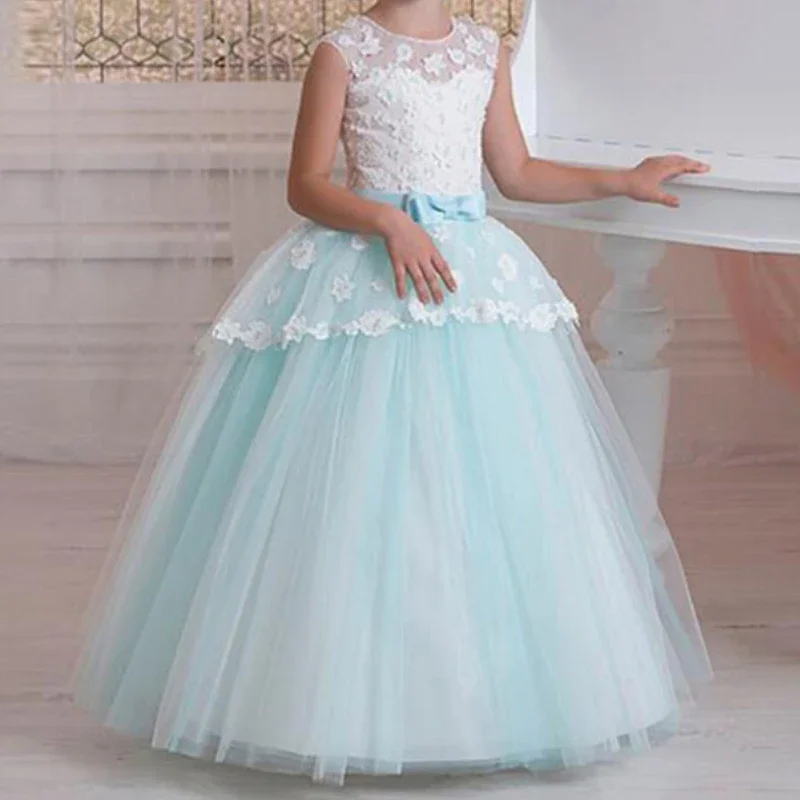 Платья для девочек-цветочниц на свадьбу румяно-розовые длинные бальные платья из