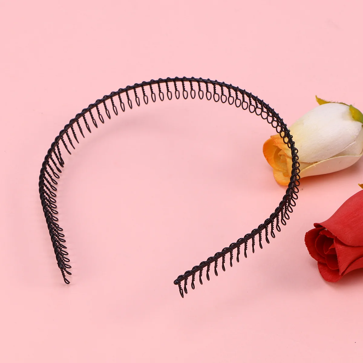 Расческа с металлическими зубцами женская повязка на голову петля черная